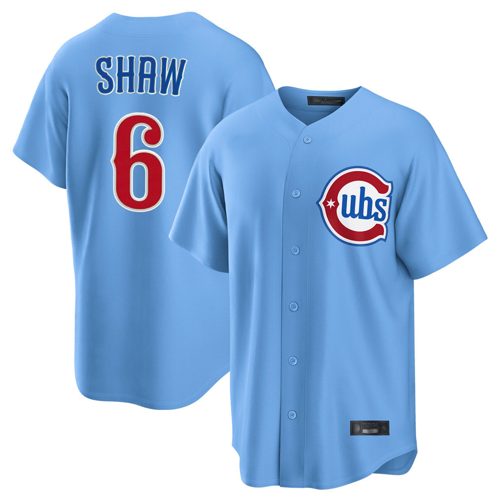 Tlead C.Cubs #6 Matt Shaw Player Light Blue Home Game Stitched Jerseys