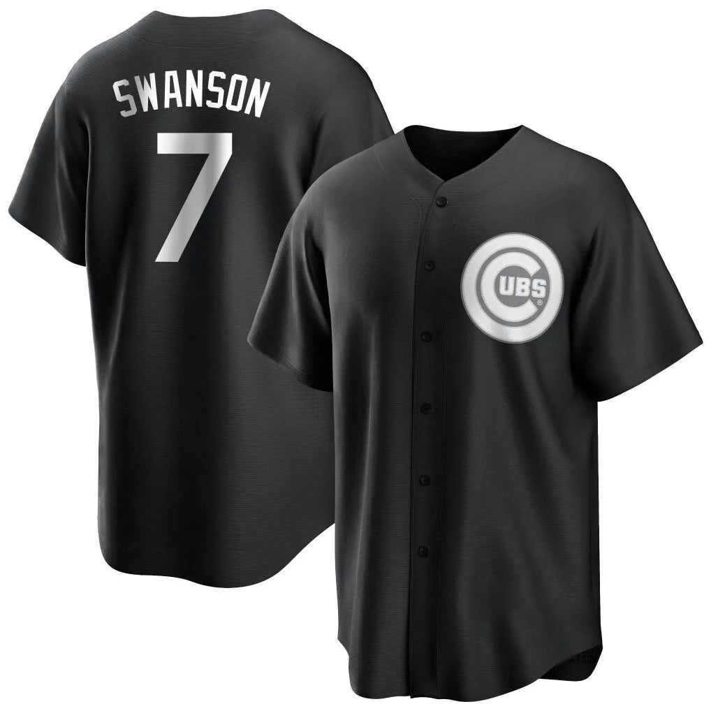 Tlead C.Cubs #7 Dansby Swanson Player Black Game Stitched Jerseys