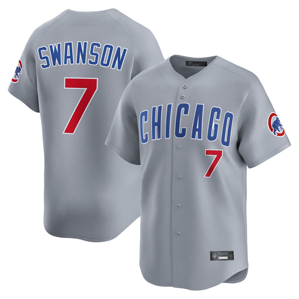 Tlead C.Cubs #7 Dansby Swanson Player Gray Road Limited Home Stitched Jerseys