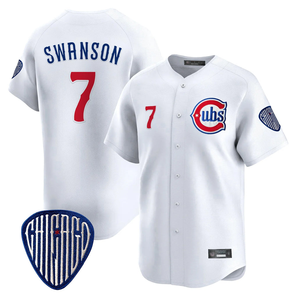Tlead C.Cubs #7 Dansby Swanson Player White Vapor Premier Limited Home Stitched Jerseys