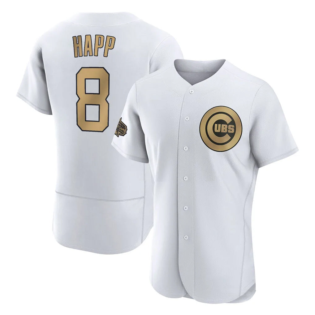 Tlead C.Cubs #8 Ian Happ Player Gold All-Star Limited Elite Home Game Stitched Jerseys