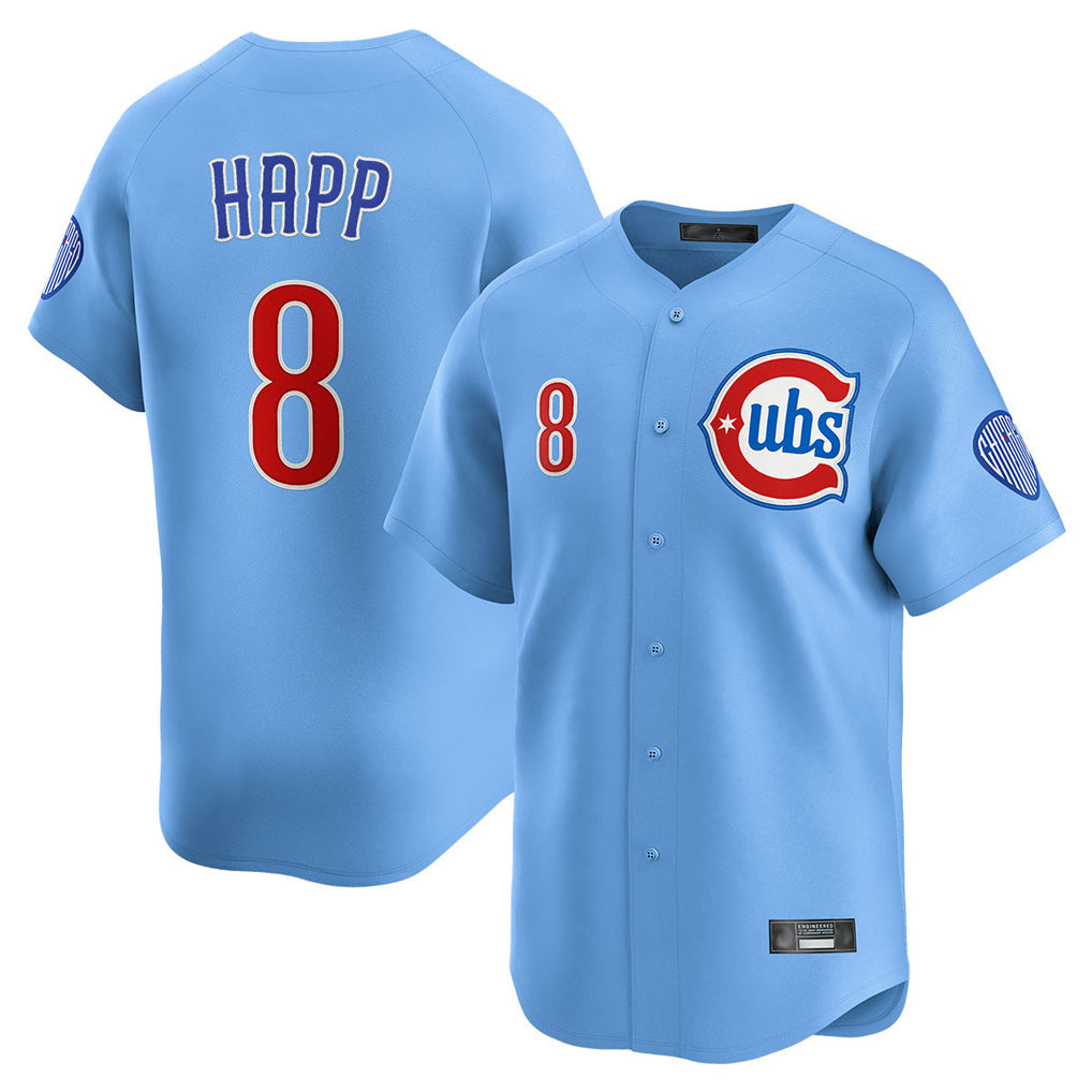 Tlead C.Cubs #8 Ian Happ Player Light Blue Limited Home Stitched Jerseys
