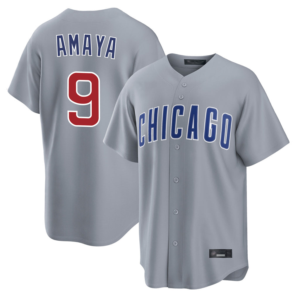 Tlead C.Cubs #9 Miguel Amaya Player Gray Home Game Stitched Jerseys