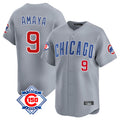 Tlead C.Cubs #9 Miguel Amaya Player Gray Road 150th Anniversary Limited Home Stitched Jerseys