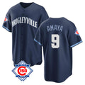 Tlead C.Cubs #9 Miguel Amaya Player Navy 150th Anniversary City Connect Home Game Stitched Jerseys