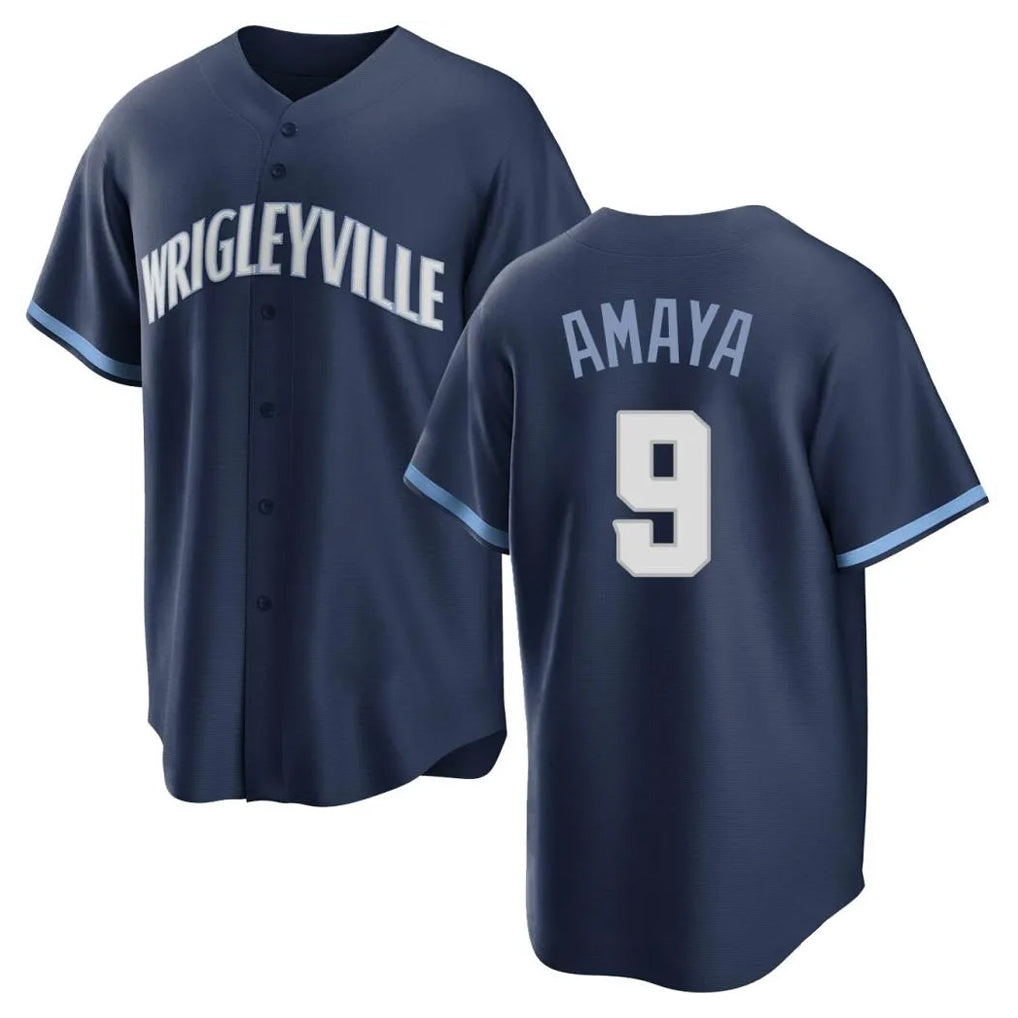 Tlead C.Cubs #9 Miguel Amaya Player Navy City Connect Home Game Stitched Jerseys