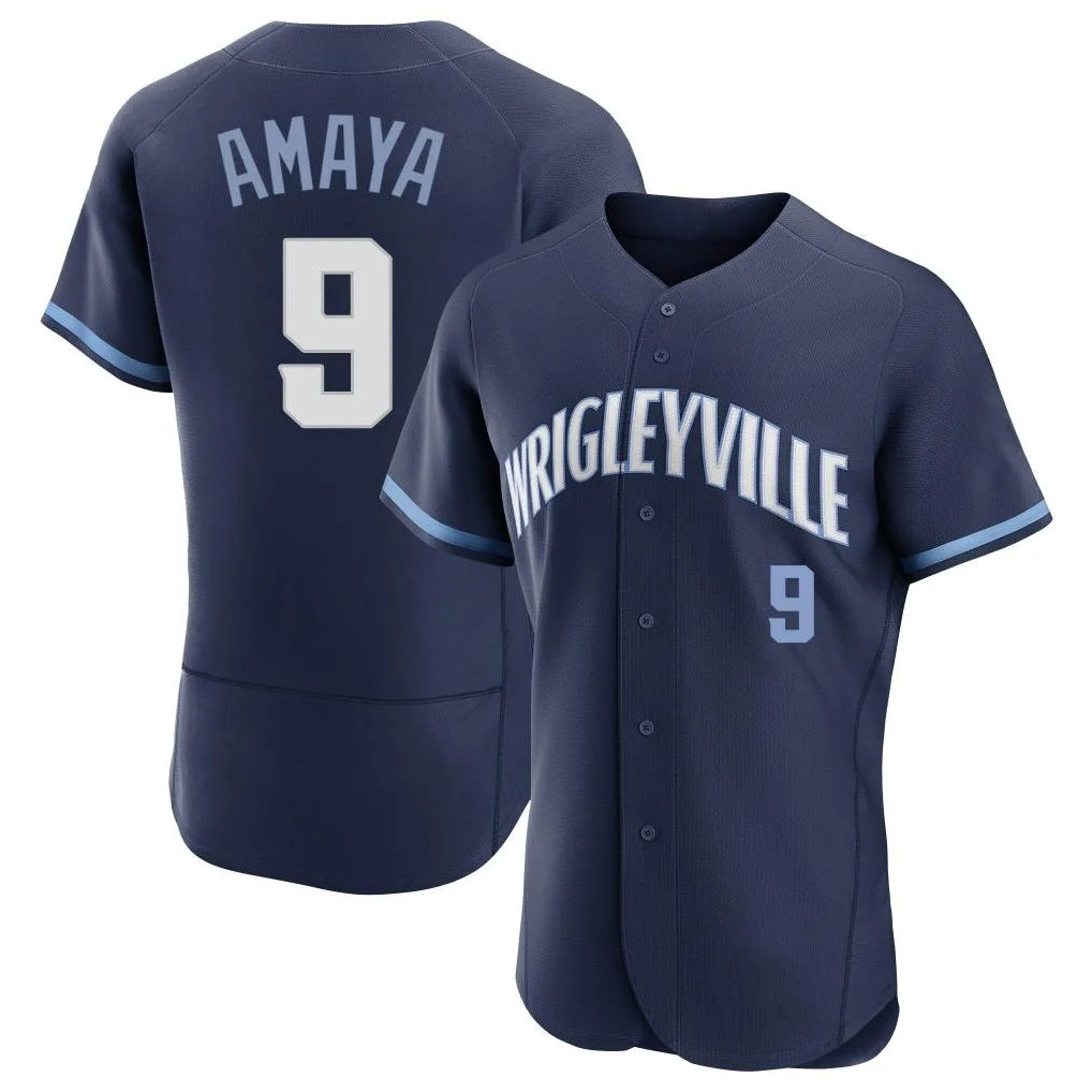 Tlead C.Cubs #9 Miguel Amaya Player Navy City Connect Limited Elite Home Stitched Jerseys
