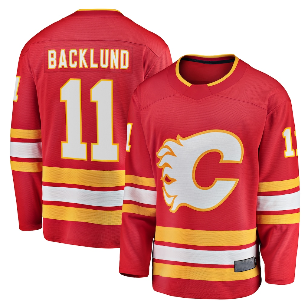 Tlead C.Flames #11 Mikael Backlund Red Home Breakaway Player Jerseys
