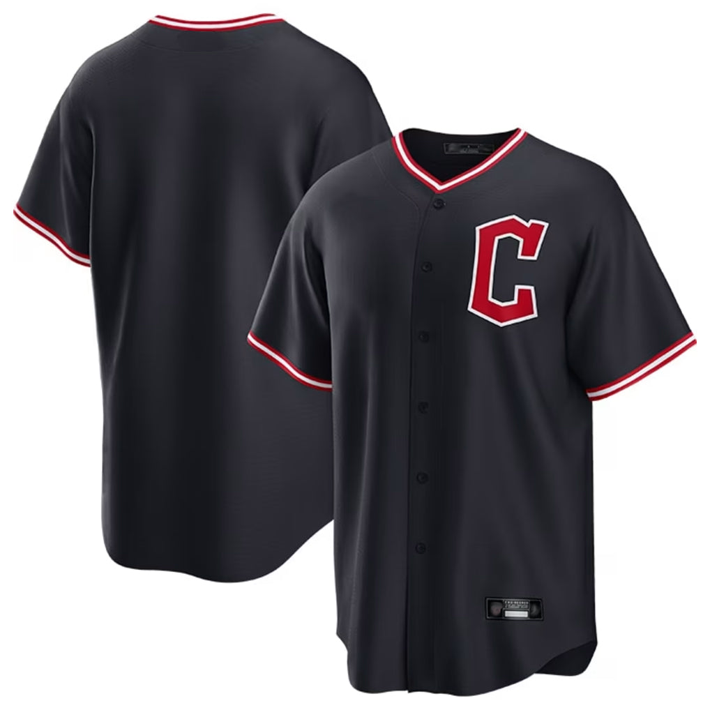 Tlead C.Guardians Navy Home Game Blank Player Stitched Jerseys