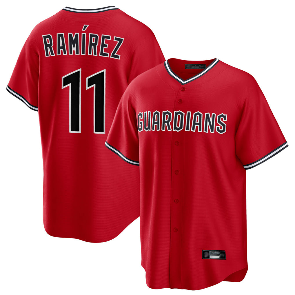 Tlead C.Guardians #11 Jose Ramirez Player Red Home Game Stitched Jerseys