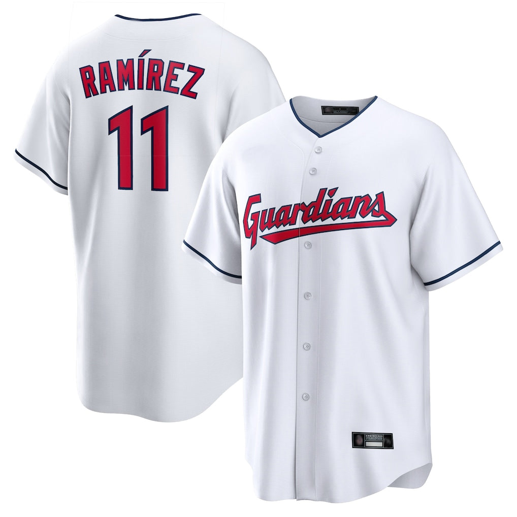 Tlead C.Guardians #11 Jose Ramirez Player White Home Game Stitched Jerseys
