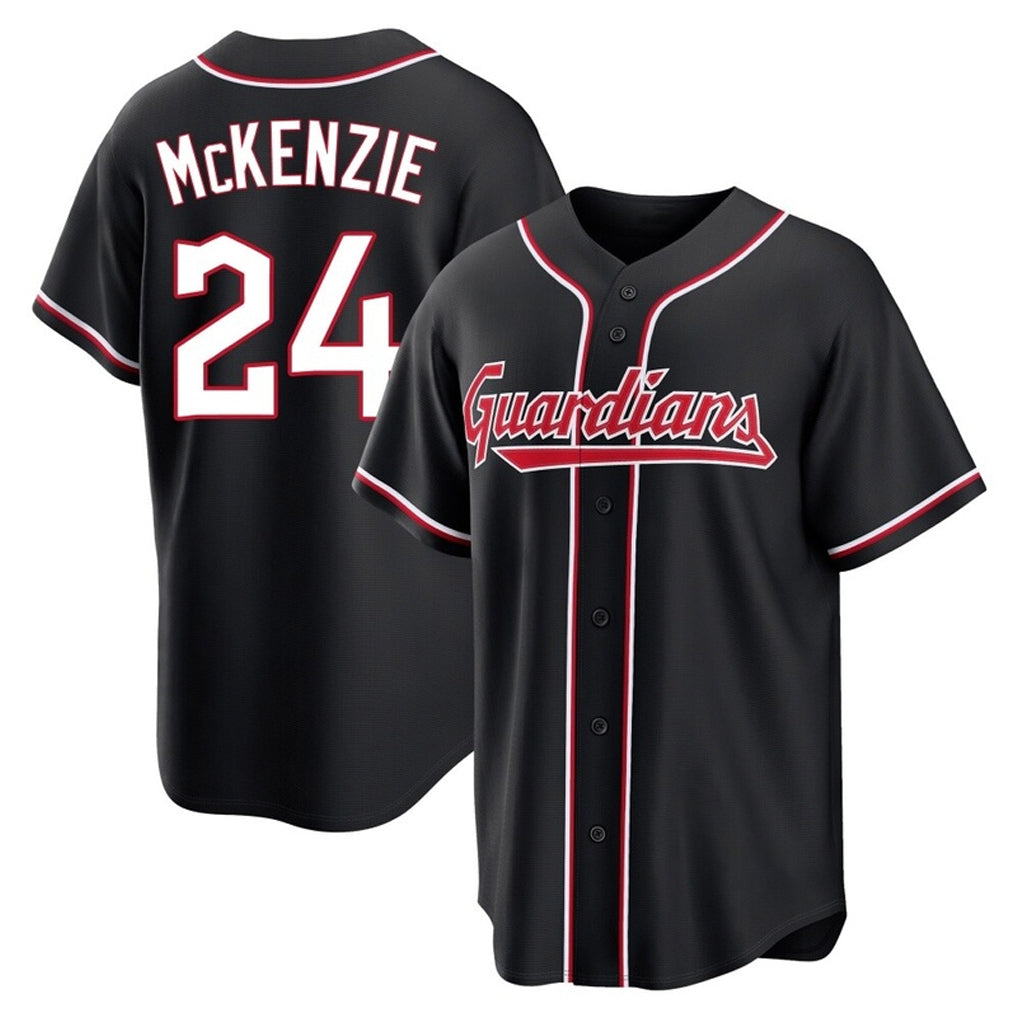 Tlead C.Guardians #24 Triston McKenzie Player Black Fashion Out Home Game Stitched Jerseys