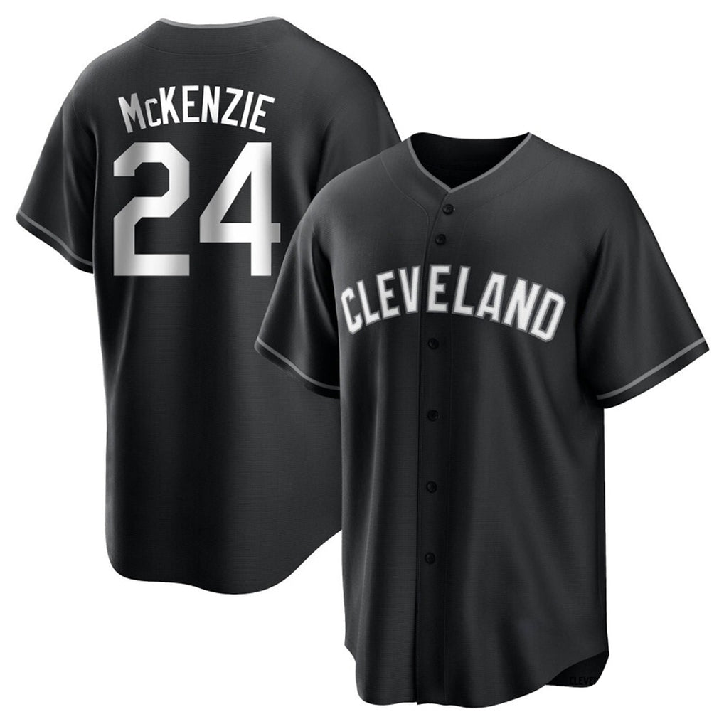 Tlead C.Guardians #24 Triston McKenzie Player Black Home Game Stitched Jerseys