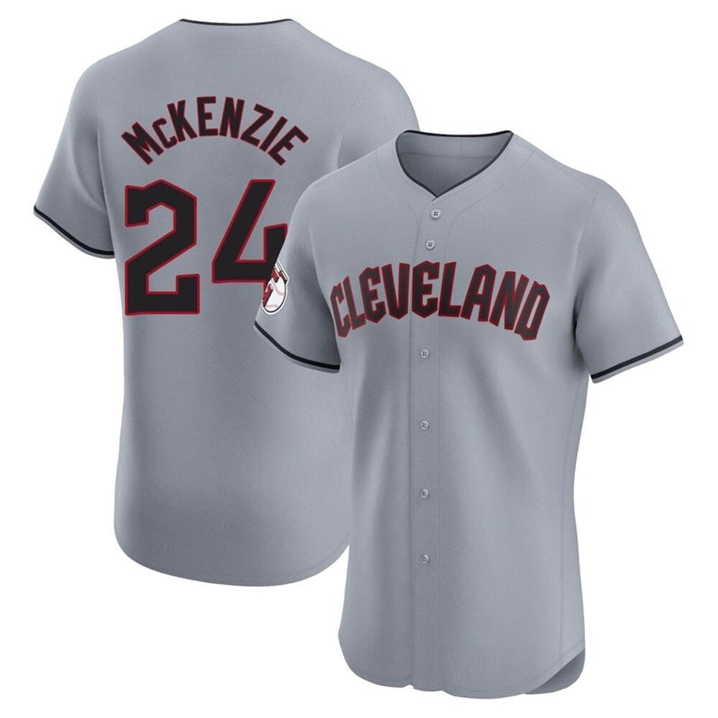 Tlead C.Guardians #24 Triston McKenzie Player Gray Road Limited Elite Home Stitched Jerseys