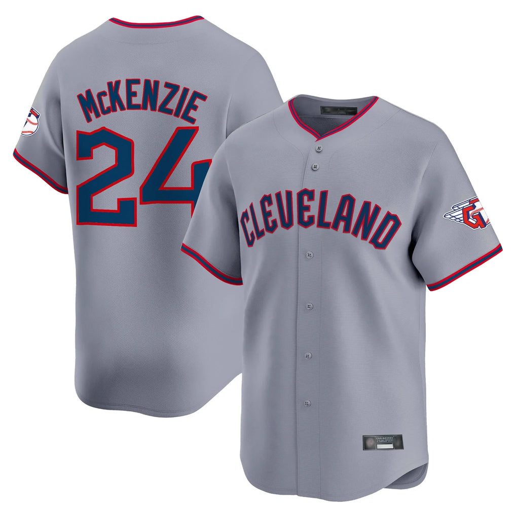 Tlead C.Guardians #24 Triston McKenzie Player Gray Road Limited Home Game Stitched Jerseys