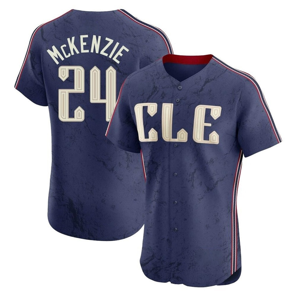 Tlead C.Guardians #24 Triston McKenzie Player Navy City Connect Limited Elite Home Stitched Jerseys