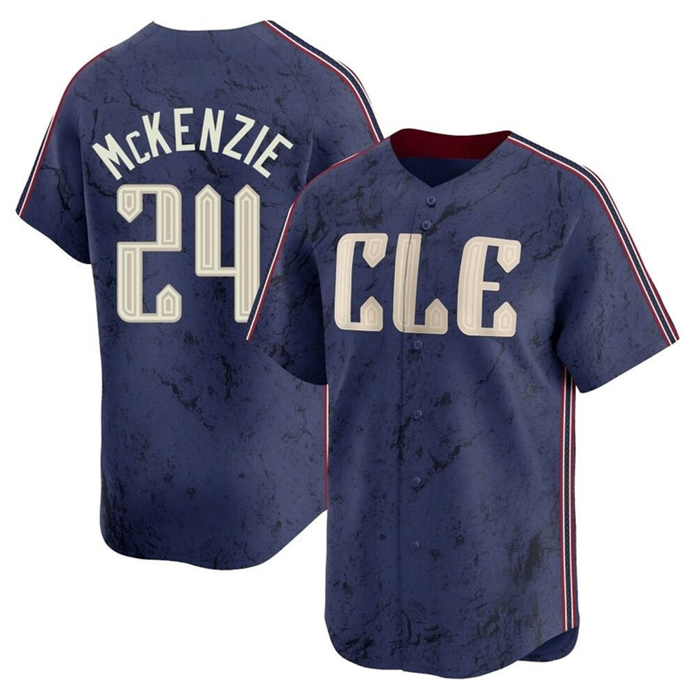 Tlead C.Guardians #24 Triston McKenzie Player Navy City Connect Limited Home Stitched Jerseys