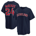 Tlead C.Guardians #24 Triston McKenzie Player Navy Game Home Stitched Jerseys