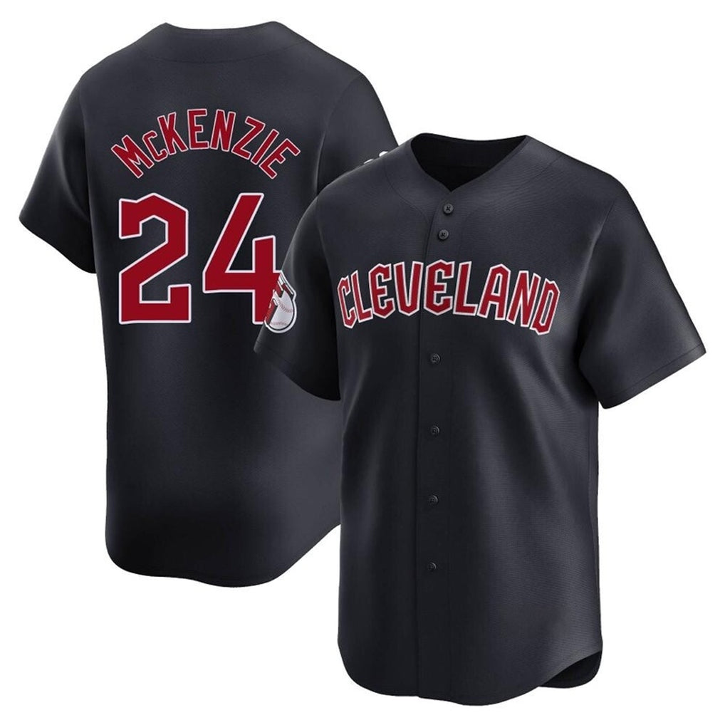 Tlead C.Guardians #24 Triston McKenzie Player Navy Limited Home Game Stitched Jerseys