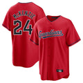 Tlead C.Guardians #24 Triston McKenzie Player Red Home Game Stitched Jerseys