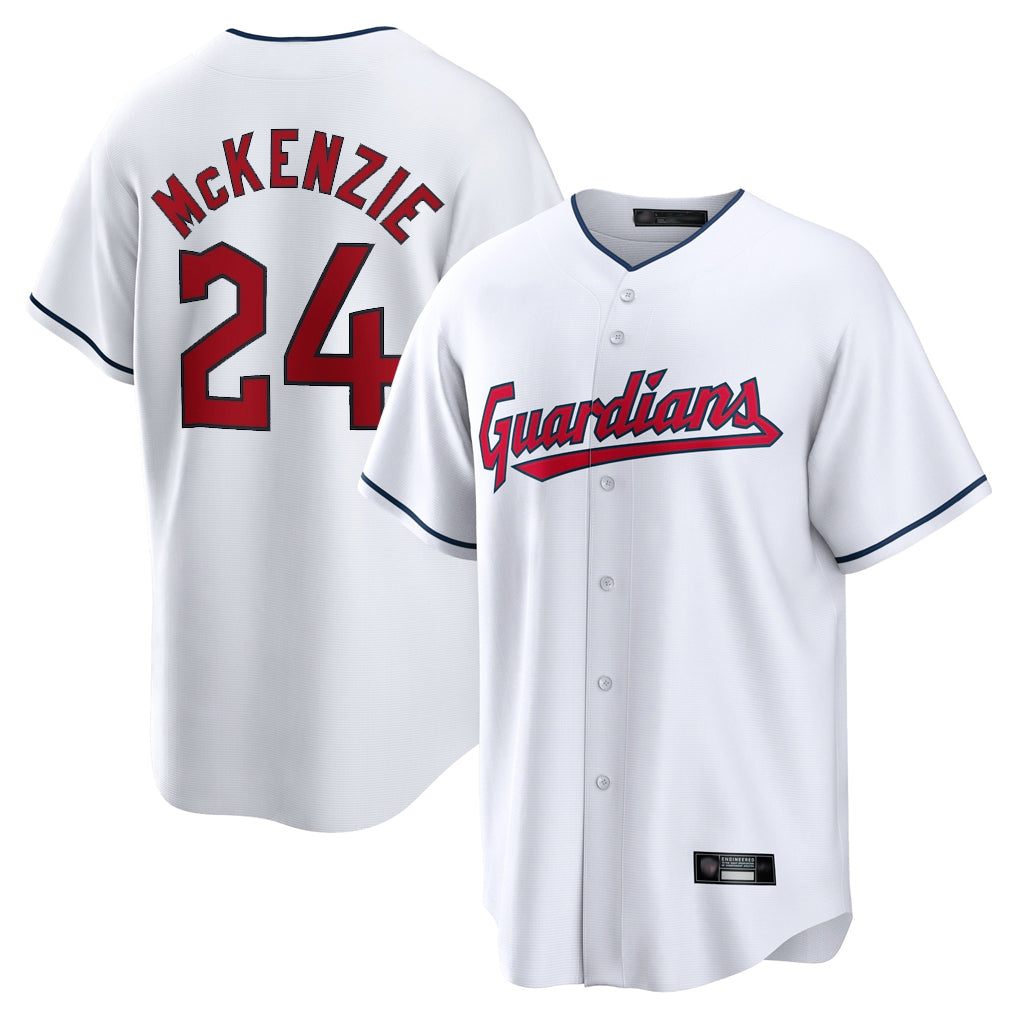 Tlead C.Guardians #24 Triston McKenzie Player White Home Game Stitched Jerseys