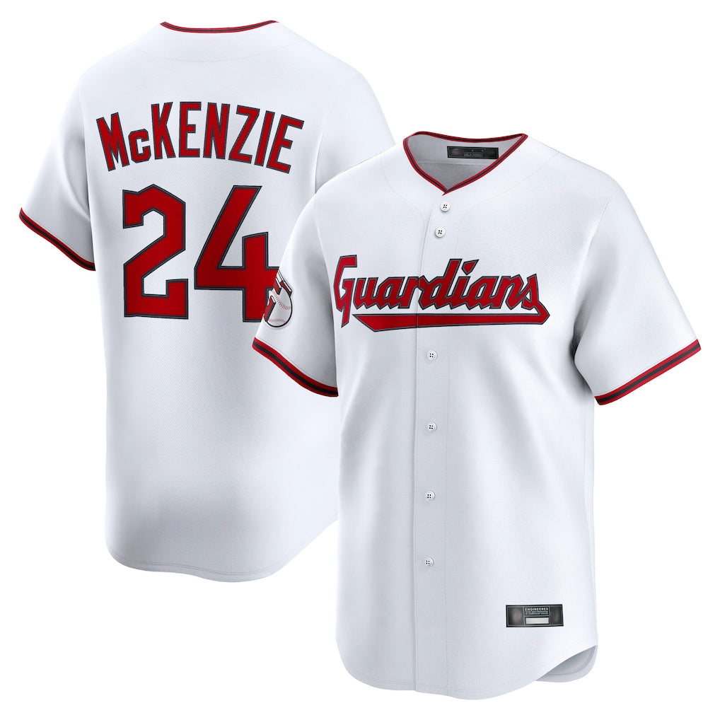Tlead C.Guardians #24 Triston McKenzie Player White Limited Home Game Stitched Jerseys