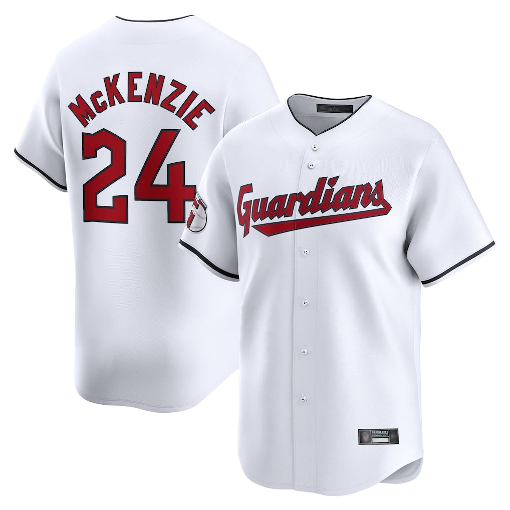 Tlead C.Guardians #24 Triston McKenzie Player White Limited Home Stitched Jerseys