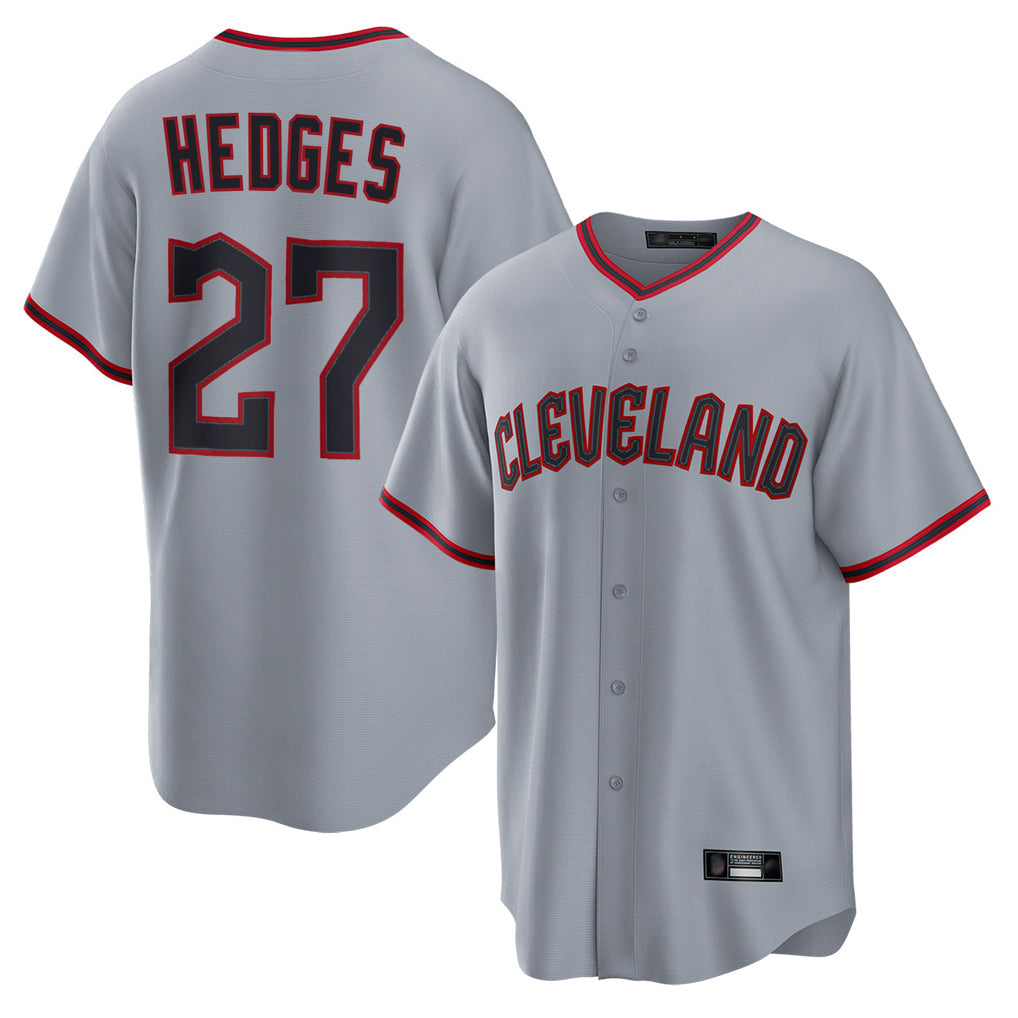 Tlead C.Guardians #27 Austin Hedges Player Gray Home Game Stitched Jerseys