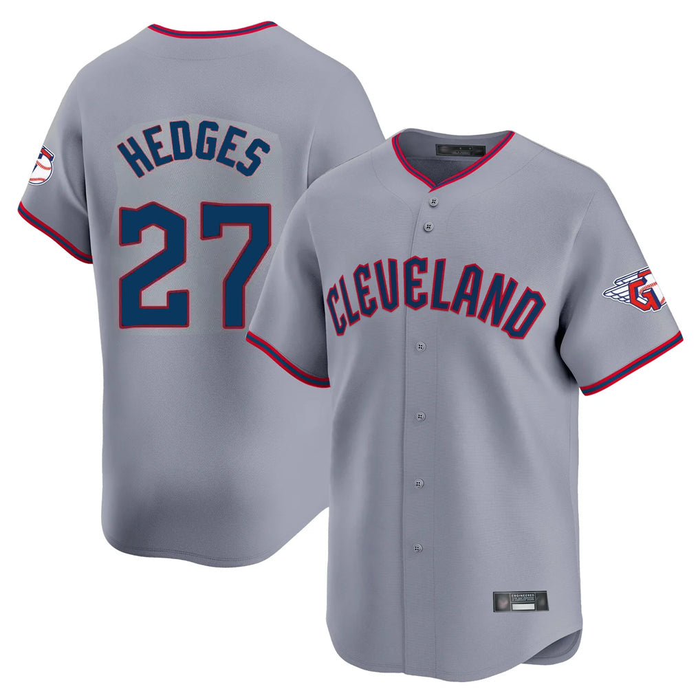 Tlead C.Guardians #27 Austin Hedges Player Gray Road Limited Home Game Stitched Jerseys