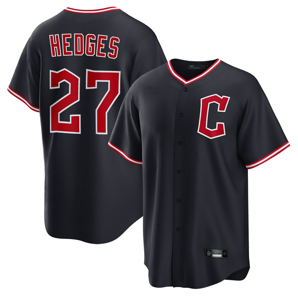 Tlead C.Guardians #27 Austin Hedges Player Navy Game Home Stitched Jerseys