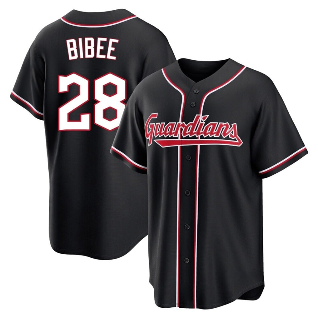 Tlead C.Guardians #28 Tanner Bibee Player Black Fashion Out Home Game Stitched Jerseys