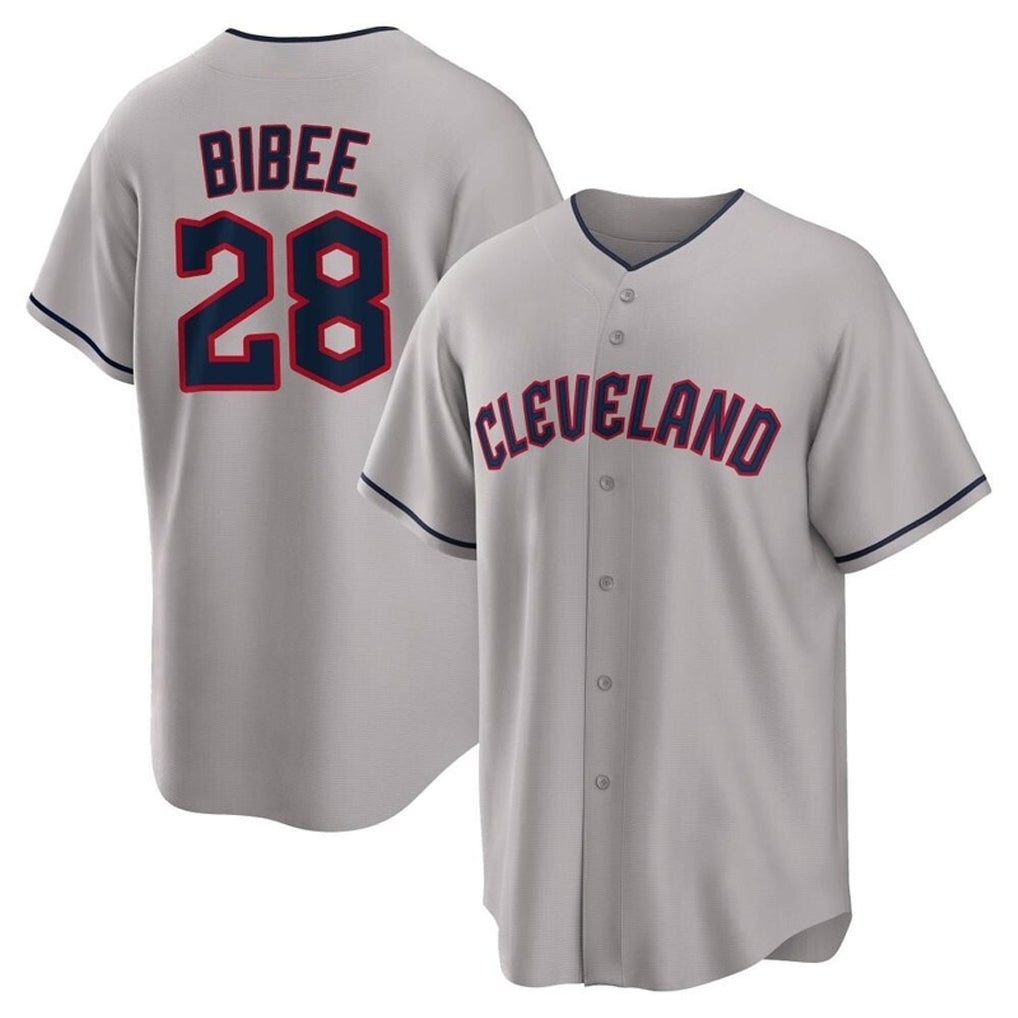 Tlead C.Guardians #28 Tanner Bibee Player Gray Game Home Stitched Jerseys