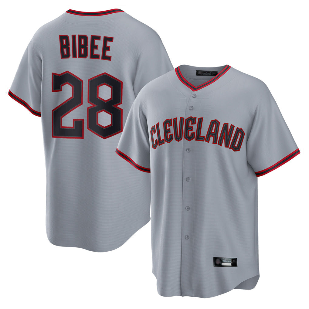 Tlead C.Guardians #28 Tanner Bibee Player Gray Home Game Stitched Jerseys