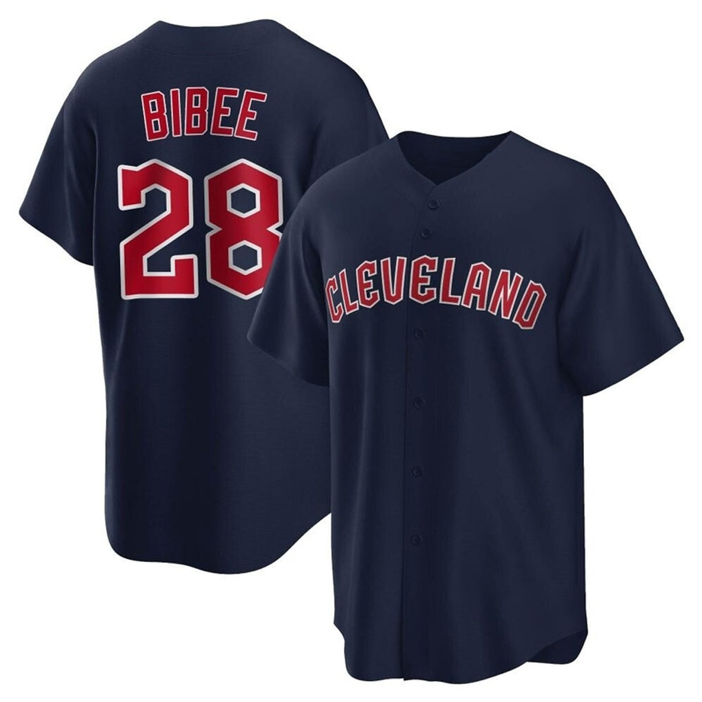 Tlead C.Guardians #28 Tanner Bibee Player Navy Game Home Stitched Jerseys