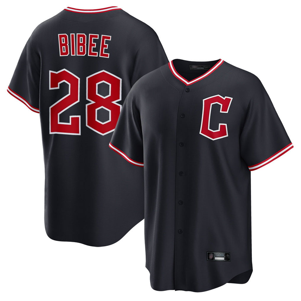 Tlead C.Guardians #28 Tanner Bibee Player Navy Home Game Stitched Jerseys