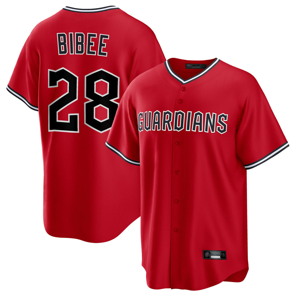 Tlead C.Guardians #28 Tanner Bibee Player Red Home Game Stitched Jerseys