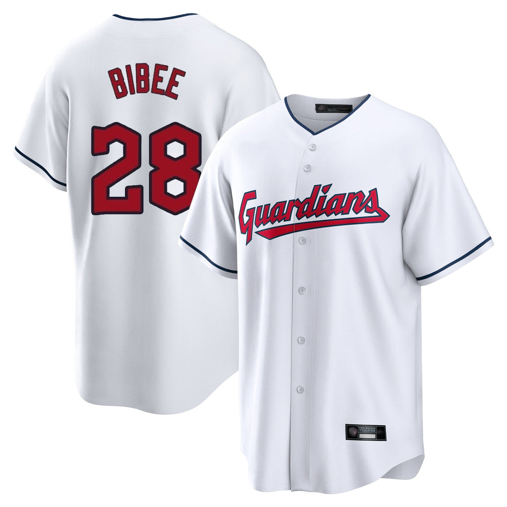 Tlead C.Guardians #28 Tanner Bibee Player White Home Game Stitched Jerseys