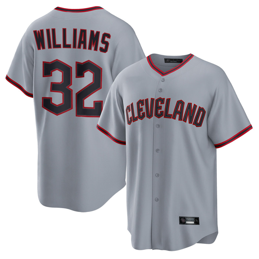 Tlead C.Guardians #32 Gavin Williams Player Gray Home Game Stitched Jerseys