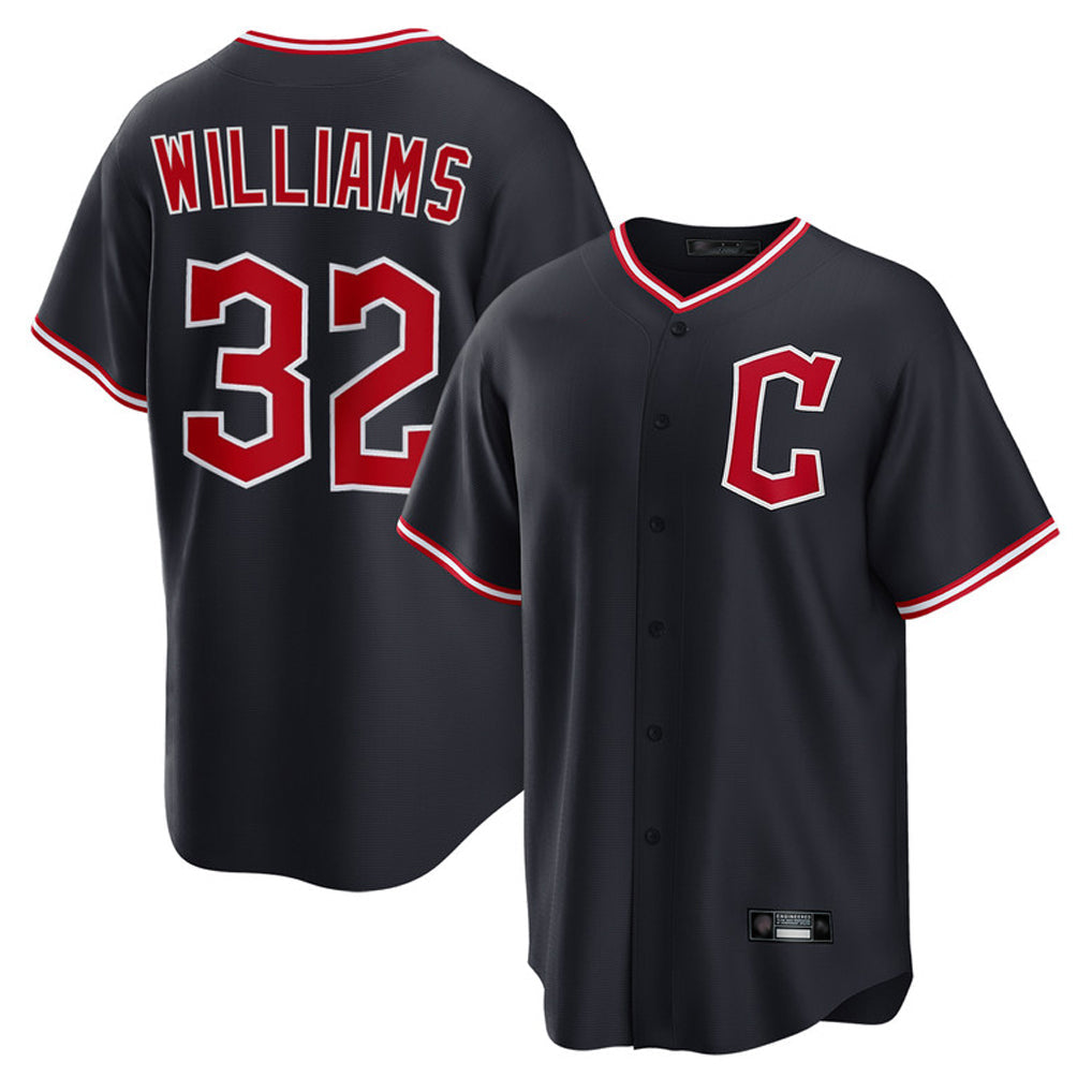 Tlead C.Guardians #32 Gavin Williams Player Navy Home Game Stitched Jerseys