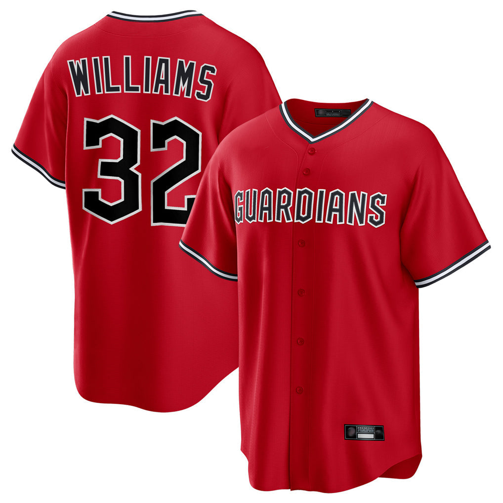 Tlead C.Guardians #32 Gavin Williams Player Red Home Game Stitched Jerseys