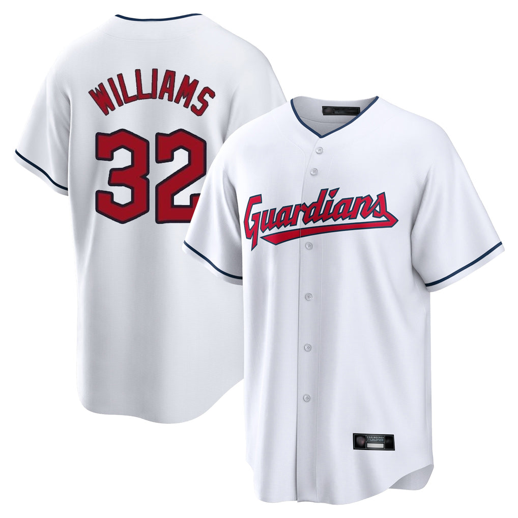 Tlead C.Guardians #32 Gavin Williams Player White Home Game Stitched Jerseys