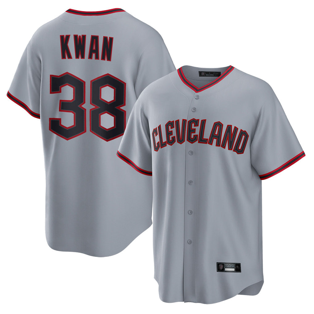 Tlead C.Guardians #38 Steven Kwan Player Gray Home Game Stitched Jerseys