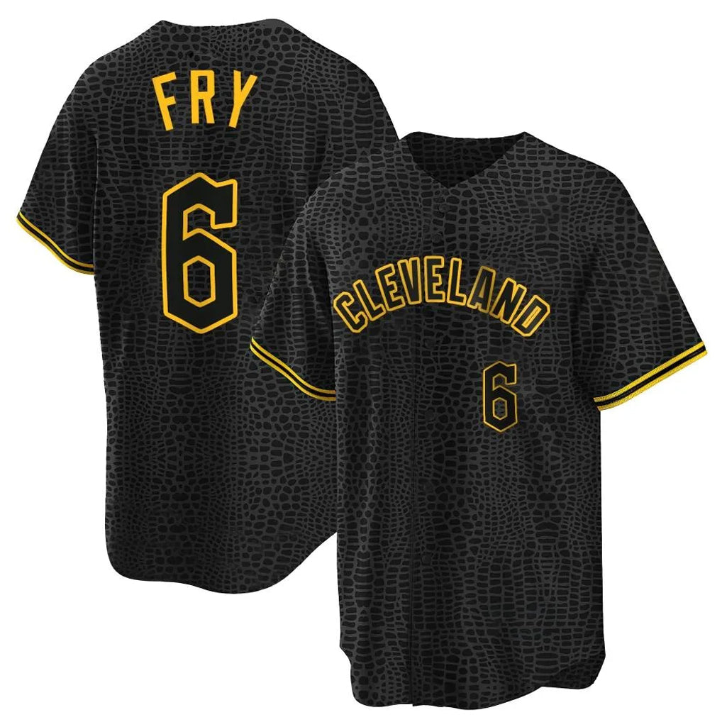 Tlead C.Guardians #6 David Fry Player Black Snake Skin City Home Game Stitched Jerseys