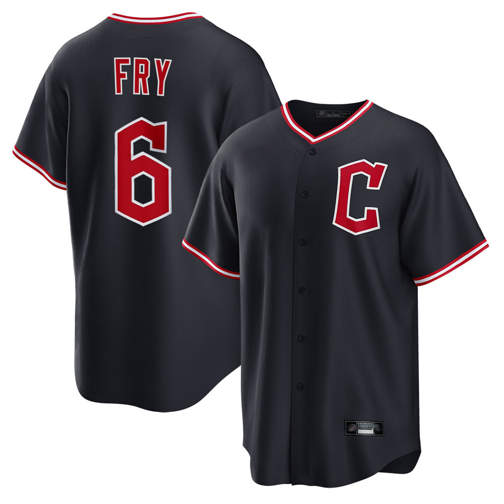 Tlead C.Guardians #6 David Fry Player Navy Home Game Stitched Jerseys