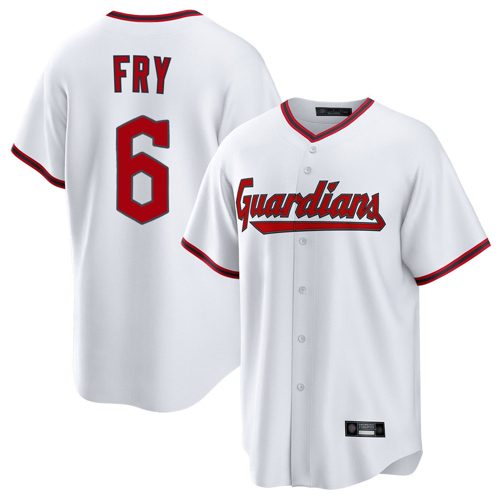 Tlead C.Guardians #6 David Fry Player White Game Home Stitched Jerseys