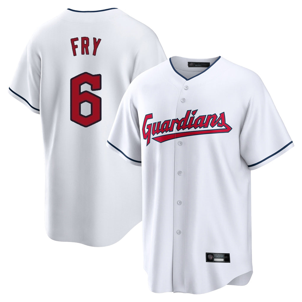 Tlead C.Guardians #6 David Fry Player White Home Game Stitched Jerseys