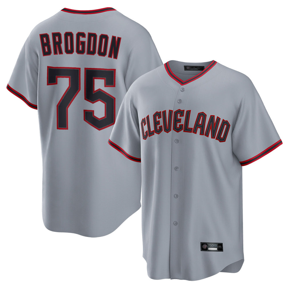 Tlead C.Guardians #75 Connor Brogdon Player Gray Home Game Stitched Jerseys