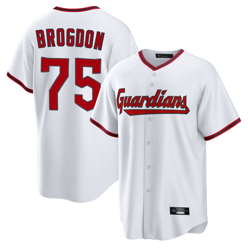 Tlead C.Guardians #75 Connor Brogdon Player White Game Home Stitched Jerseys