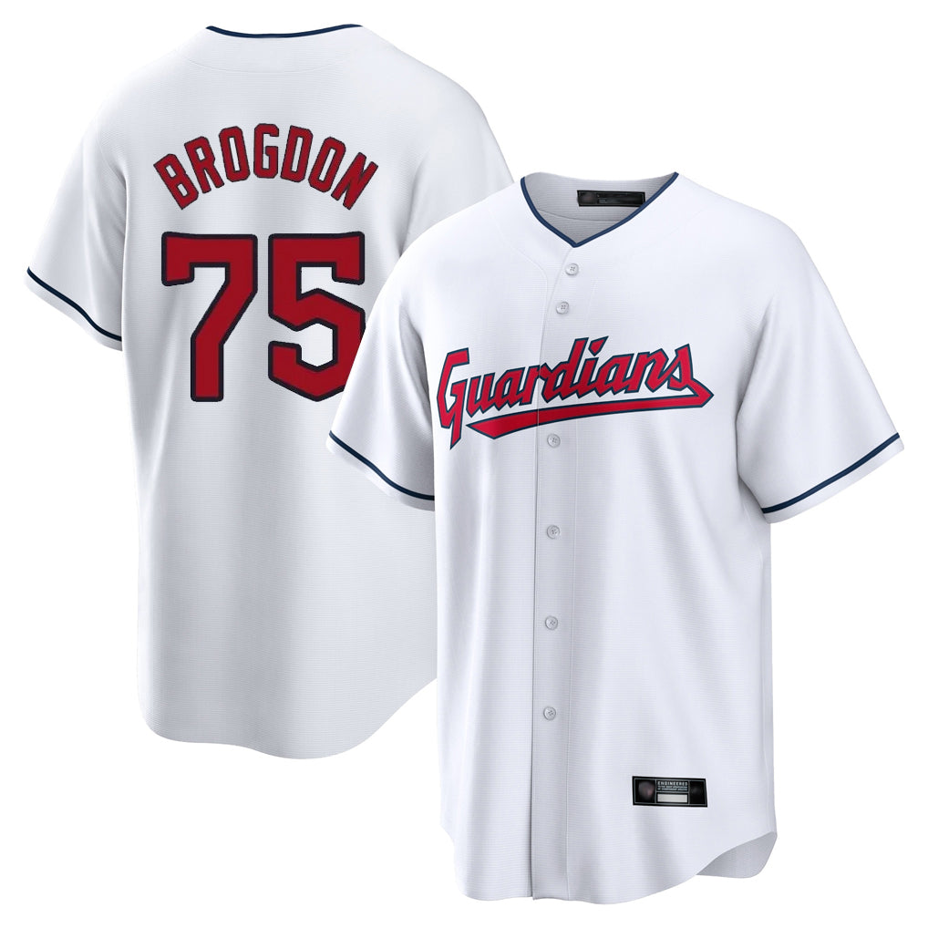 Tlead C.Guardians #75 Connor Brogdon Player White Home Game Stitched Jerseys