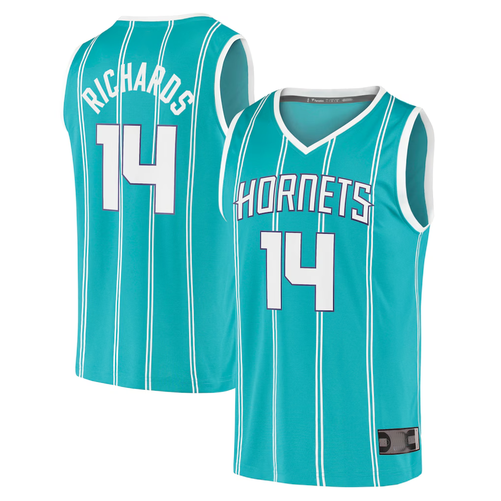 Tlead C.Hornets #14 Nick Richards  Teal Fast Break Replica Jerseys - Icon Edition
